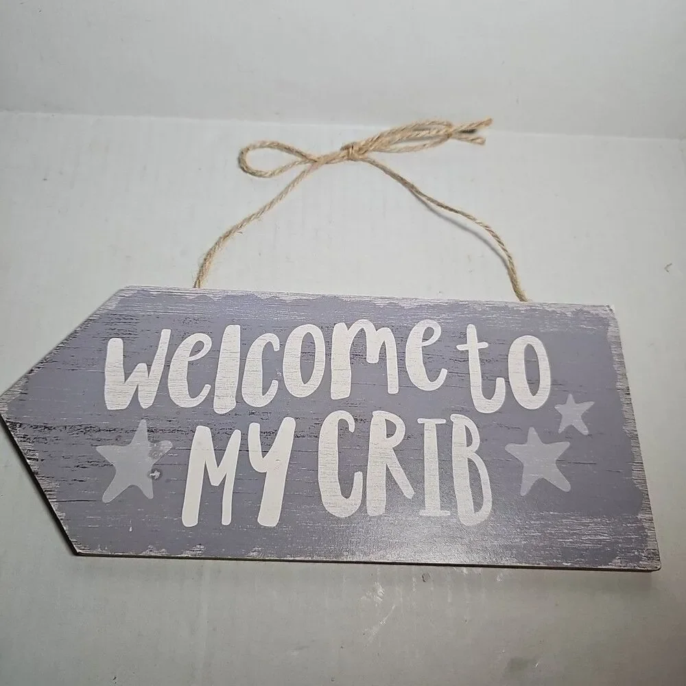 Hobby Lobby Welcome To My Crib Rope Hanging Kid Room Sign